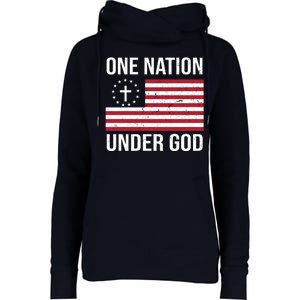 One Nation Under God American Christian Flag Womens Funnel Neck Pullover Hood