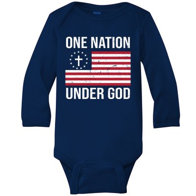 One Nation Under God American Christian Flag Baby Long Sleeve Bodysuit