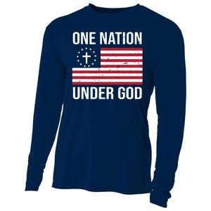 One Nation Under God American Christian Flag Cooling Performance Long Sleeve Crew