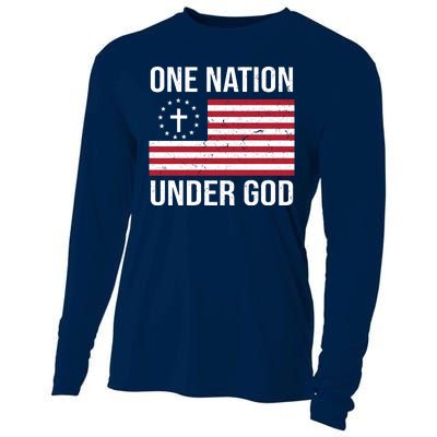 One Nation Under God American Christian Flag Cooling Performance Long Sleeve Crew