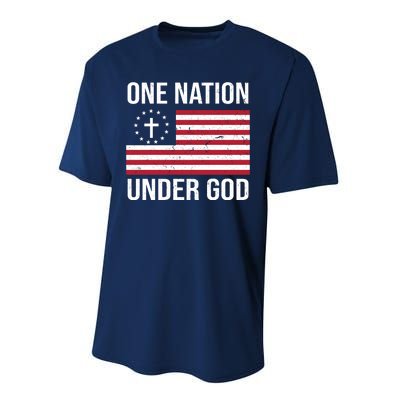 One Nation Under God American Christian Flag Performance Sprint T-Shirt