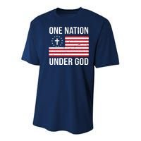 One Nation Under God American Christian Flag Youth Performance Sprint T-Shirt