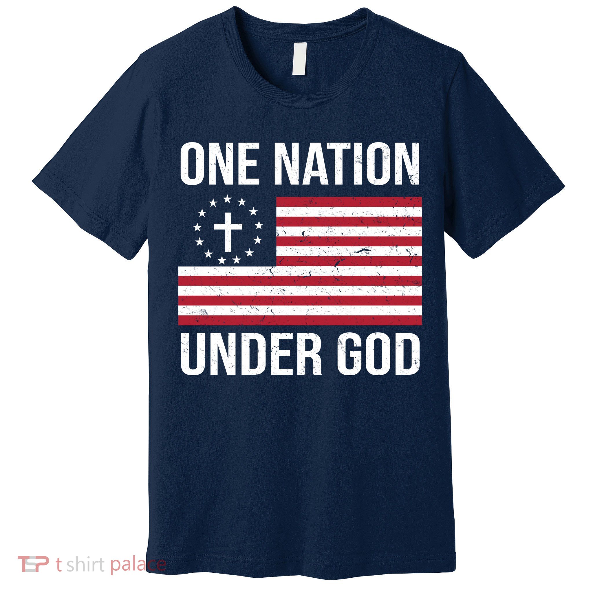 One Nation Under God American Christian Flag Premium T-Shirt