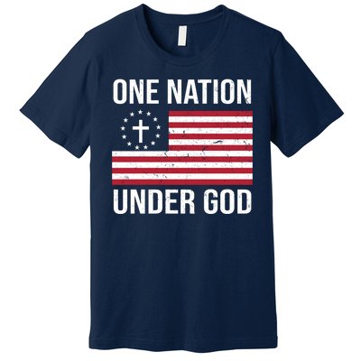 One Nation Under God American Christian Flag Premium T-Shirt