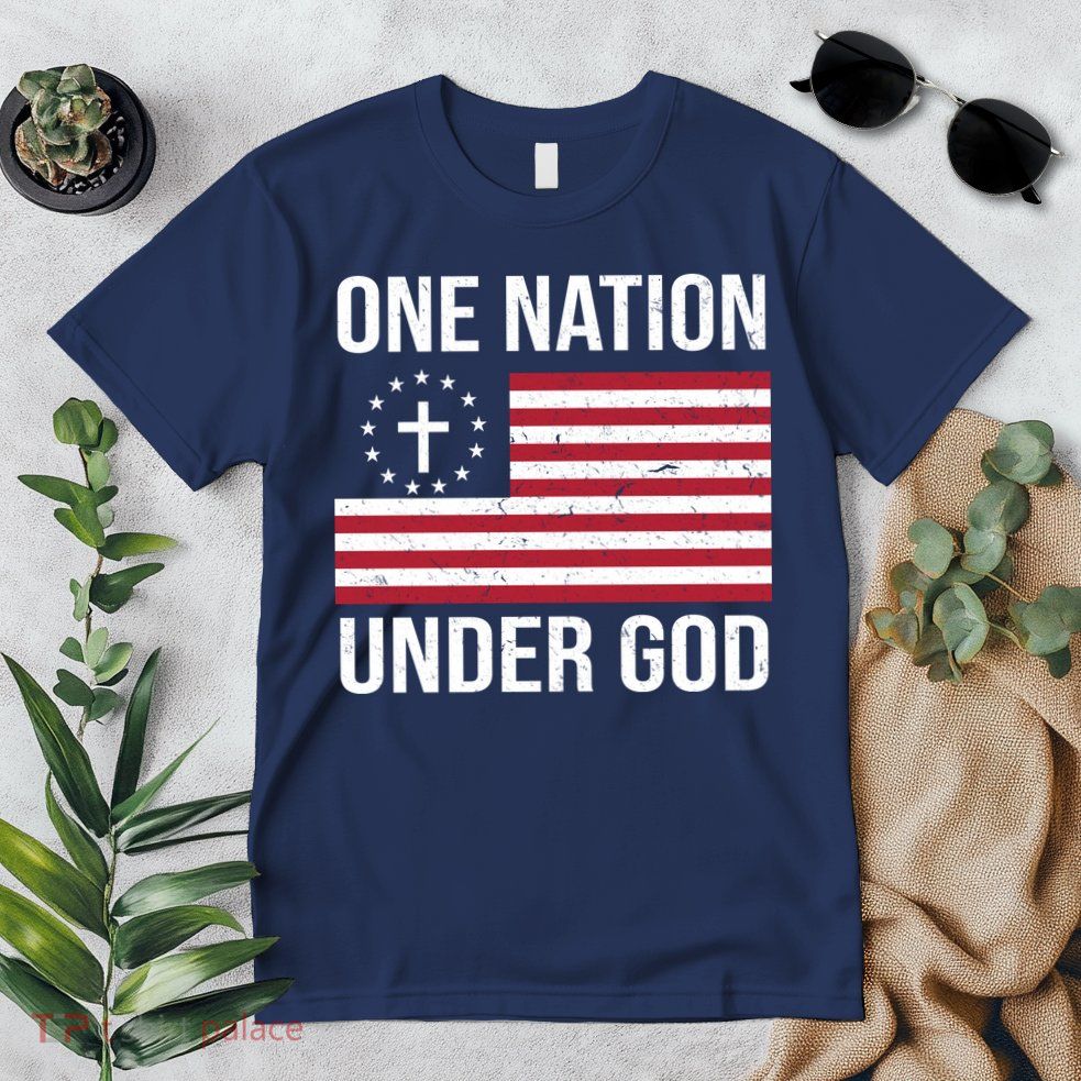 One Nation Under God American Christian Flag Premium T-Shirt