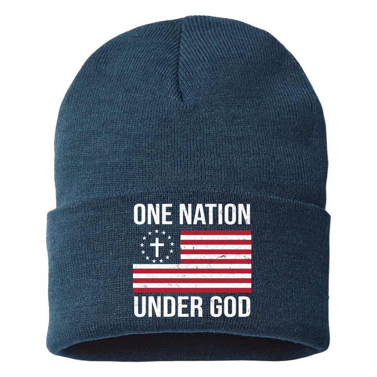 One Nation Under God American Christian Flag Sustainable Knit Beanie