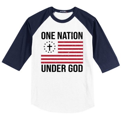 One Nation Under God American Christian Flag Baseball Sleeve Shirt