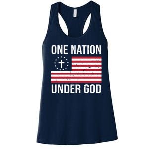 One Nation Under God American Christian Flag Women's Racerback Tank