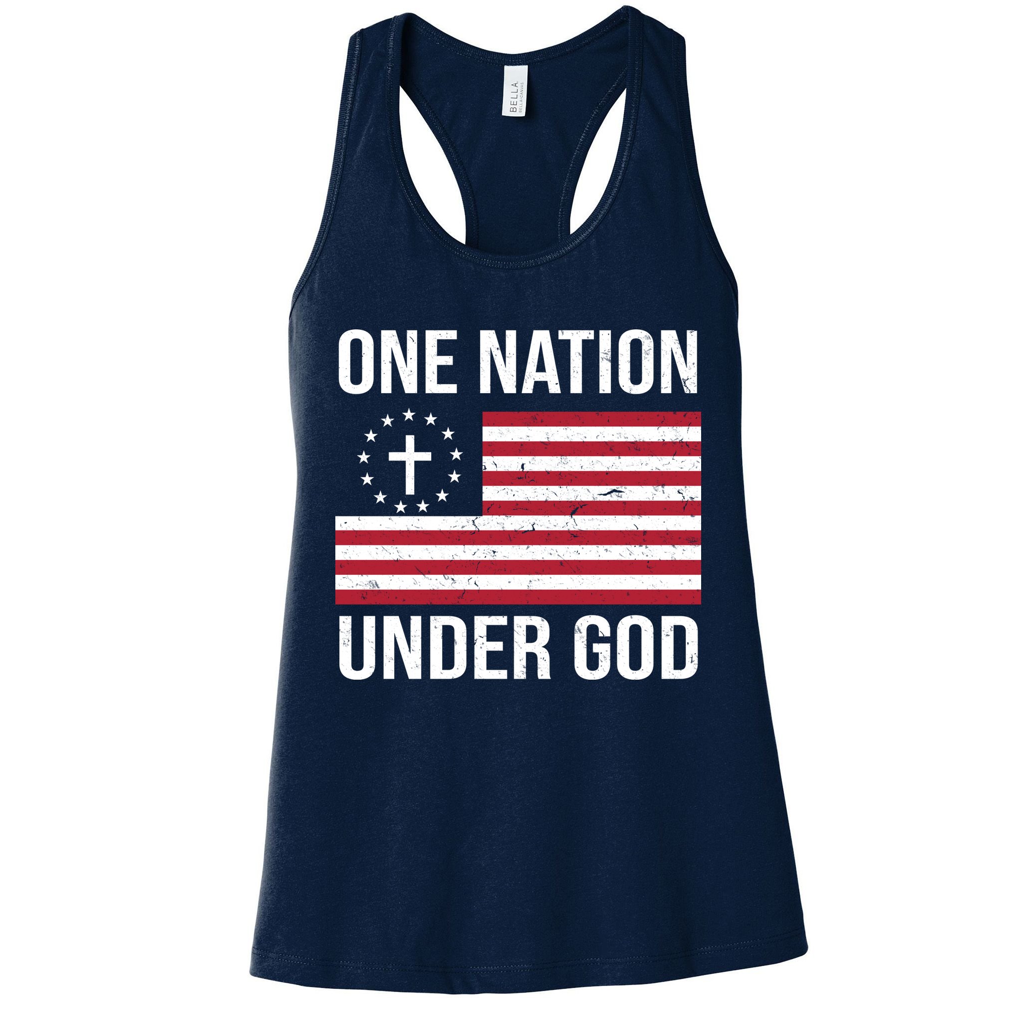 One Nation Under God American Christian Flag Womens Tank Top