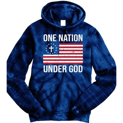 One Nation Under God American Christian Flag Tie Dye Hoodie