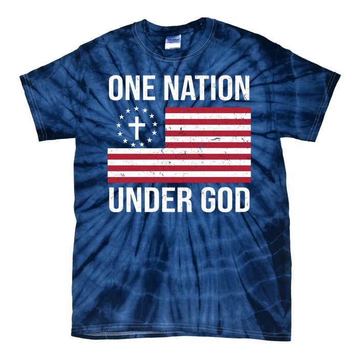 One Nation Under God American Christian Flag Tie-Dye T-Shirt