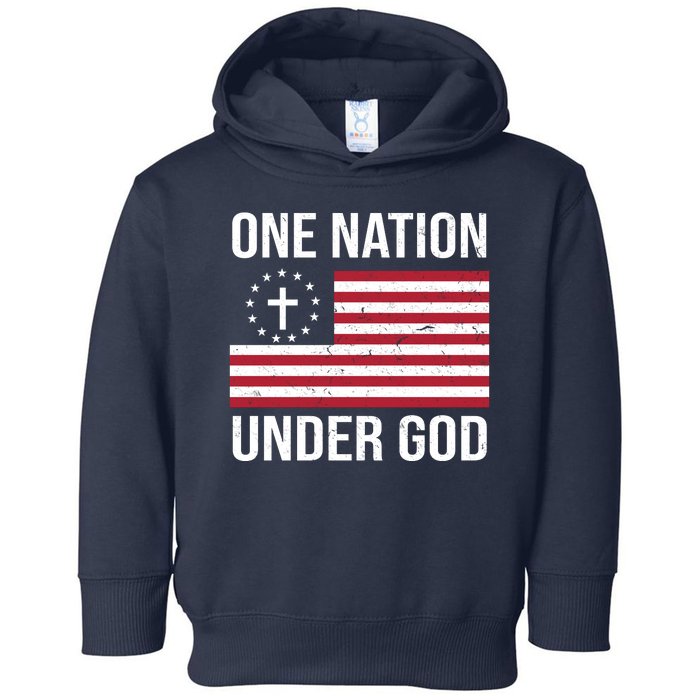 One Nation Under God American Christian Flag Toddler Hoodie