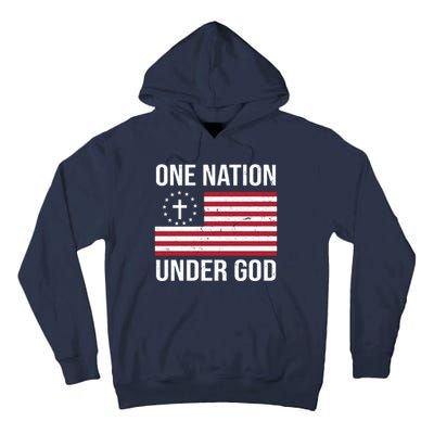 One Nation Under God American Christian Flag Tall Hoodie