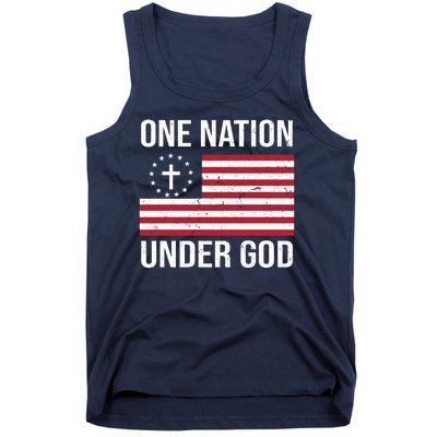 One Nation Under God American Christian Flag Tank Top