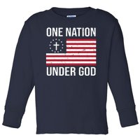 One Nation Under God American Christian Flag Toddler Long Sleeve Shirt