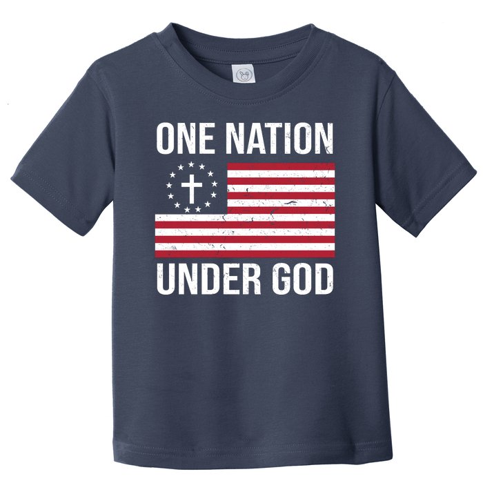 One Nation Under God American Christian Flag Toddler T-Shirt