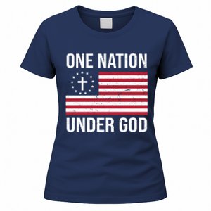 One Nation Under God American Christian Flag Women's T-Shirt