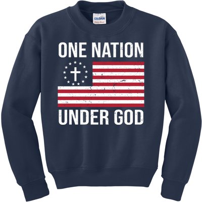 One Nation Under God American Christian Flag Kids Sweatshirt