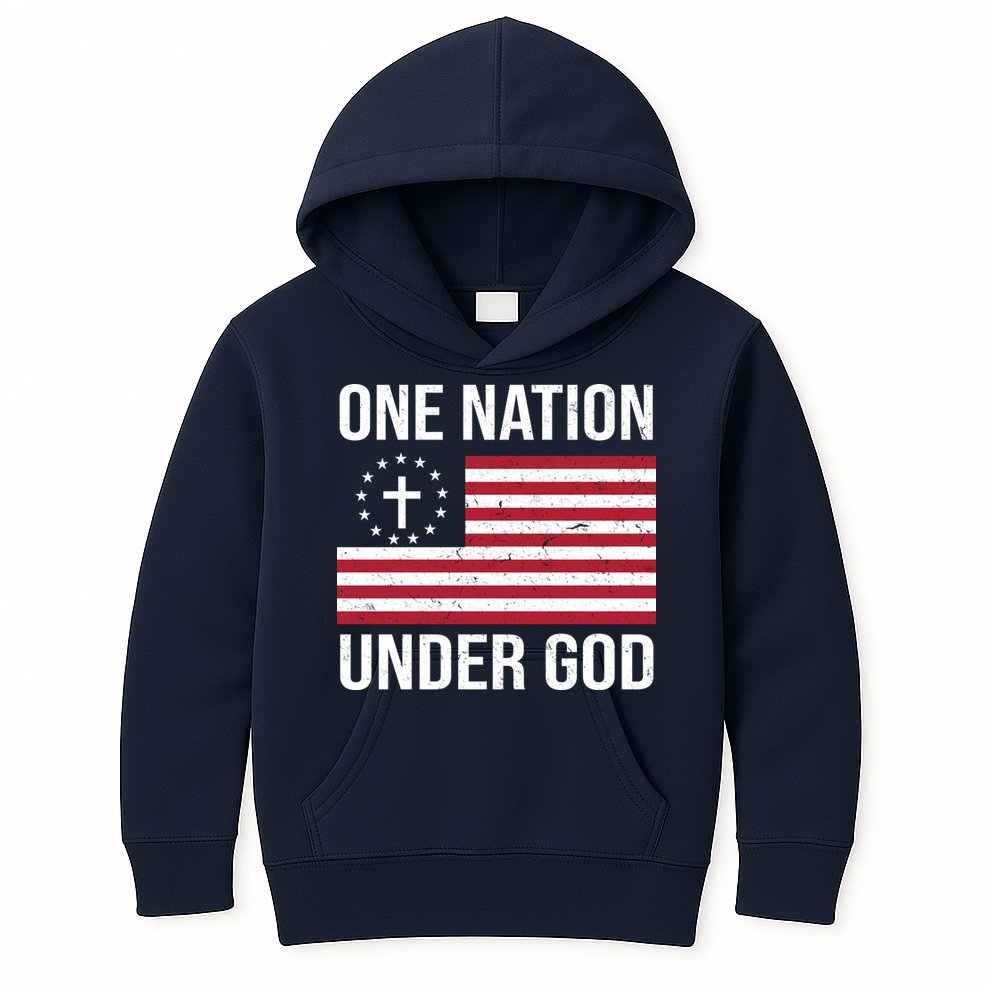 One Nation Under God American Christian Flag Kids Hoodie