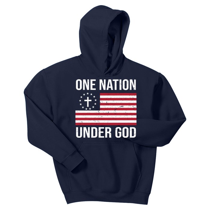 One Nation Under God American Christian Flag Kids Hoodie