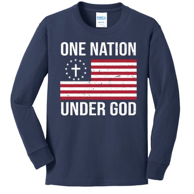 One Nation Under God American Christian Flag Kids Long Sleeve Shirt