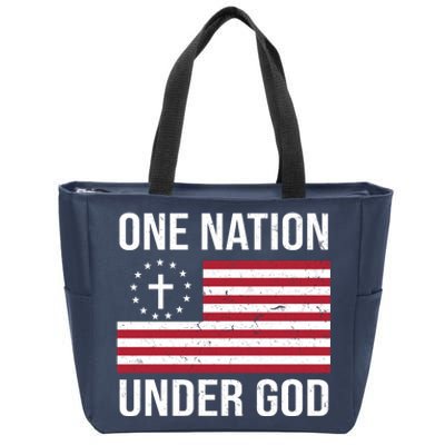 One Nation Under God American Christian Flag Zip Tote Bag