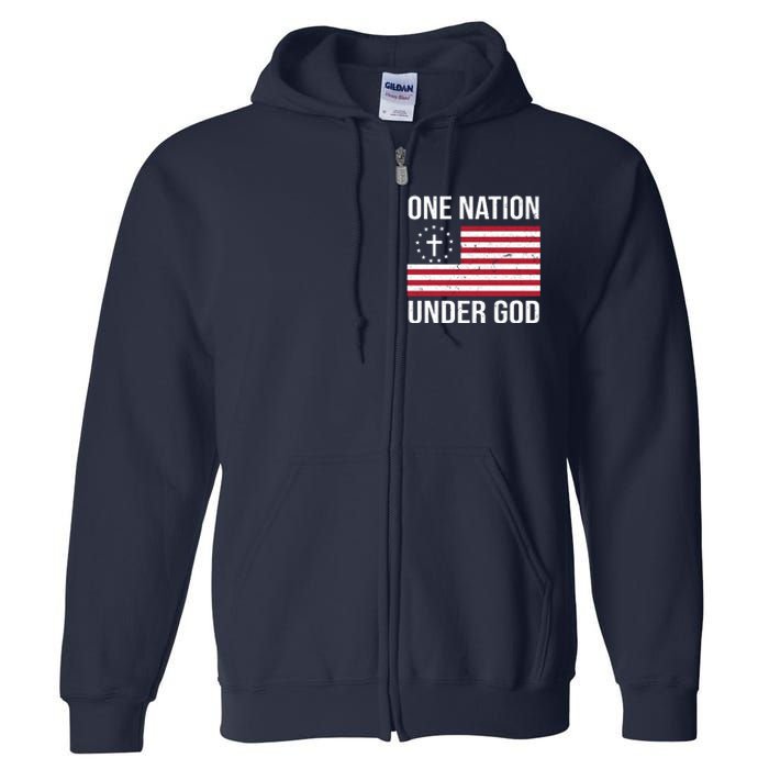 One Nation Under God American Christian Flag Full Zip Hoodie