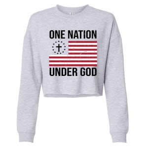 One Nation Under God American Christian Flag Cropped Pullover Crew