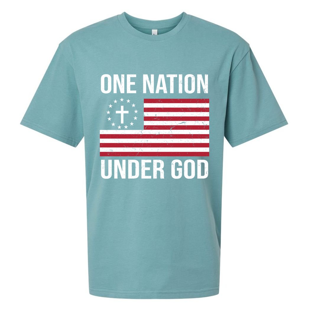 One Nation Under God American Christian Flag Sueded Cloud Jersey T-Shirt