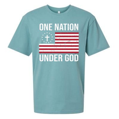 One Nation Under God American Christian Flag Sueded Cloud Jersey T-Shirt