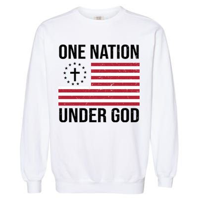 One Nation Under God American Christian Flag Garment-Dyed Sweatshirt