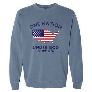 One Nation Under God Since 1776 Patriotic American July 4th Meaningful Gift Garment-Dyed Sweatshirt