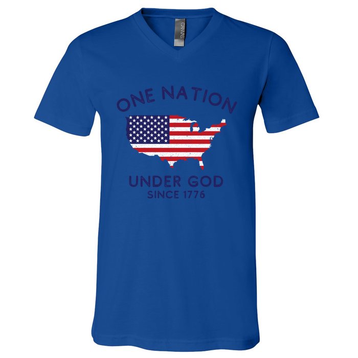 One Nation Under God Since 1776 Patriotic American July 4th Meaningful Gift V-Neck T-Shirt