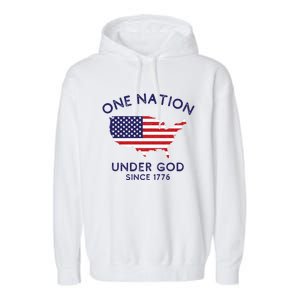 One Nation Under God Since 1776 Patriotic American July 4th Meaningful Gift Garment-Dyed Fleece Hoodie