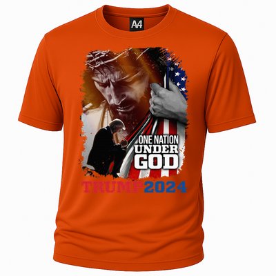 One Nation Under God President Trump 2024 America Christian Cooling Performance Crew T-Shirt