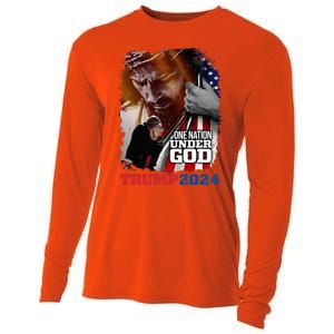 One Nation Under God President Trump 2024 America Christian Cooling Performance Long Sleeve Crew