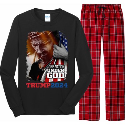 One Nation Under God President Trump 2024 America Christian Long Sleeve Pajama Set