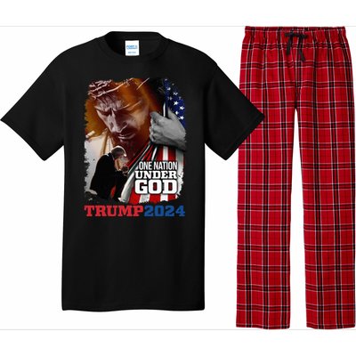 One Nation Under God President Trump 2024 America Christian Pajama Set