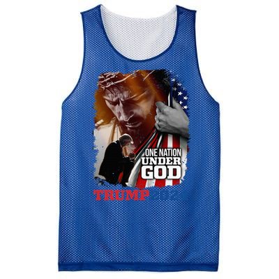 One Nation Under God President Trump 2024 America Christian Mesh Reversible Basketball Jersey Tank