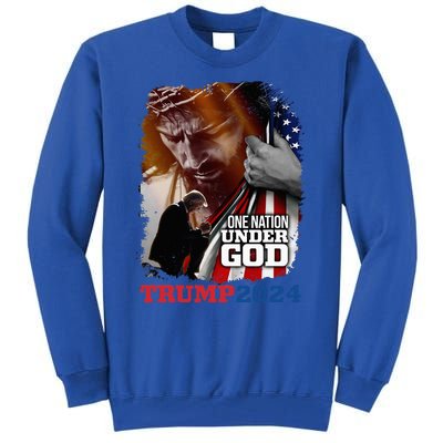 One Nation Under God President Trump 2024 America Christian Tall Sweatshirt