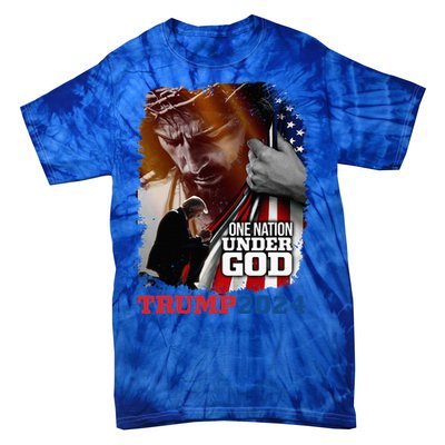 One Nation Under God President Trump 2024 America Christian Tie-Dye T-Shirt