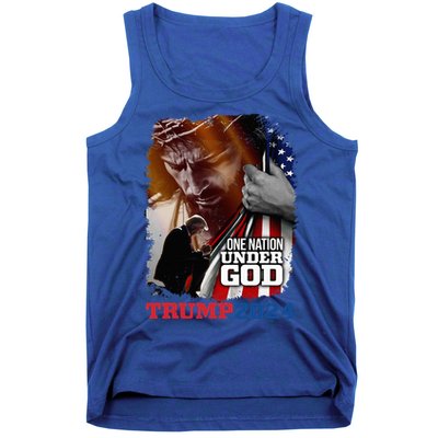 One Nation Under God President Trump 2024 America Christian Tank Top