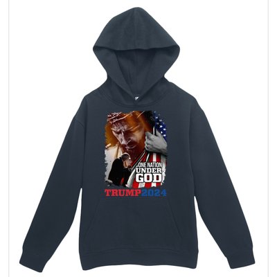 One Nation Under God President Trump 2024 America Christian Urban Pullover Hoodie