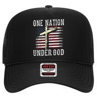 One Nation Under God America American Us Usa Patriotic Us High Crown Mesh Back Trucker Hat