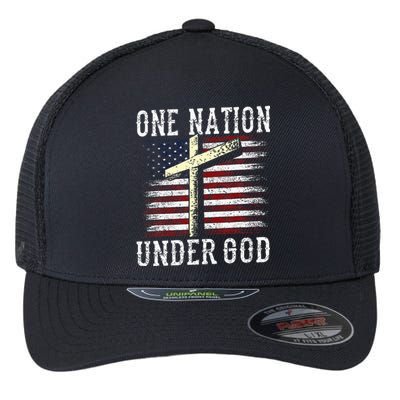 One Nation Under God America American Us Usa Patriotic Us Flexfit Unipanel Trucker Cap