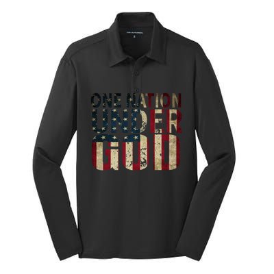 One Nation Under God Gift Silk Touch Performance Long Sleeve Polo