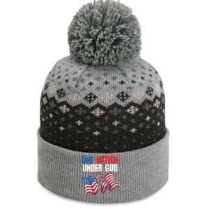 One Nation Under God Us Flag Christian American 4th Of July Cool Gift The Baniff Cuffed Pom Beanie