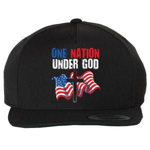 One Nation Under God Us Flag Christian American 4th Of July Cool Gift Wool Snapback Cap