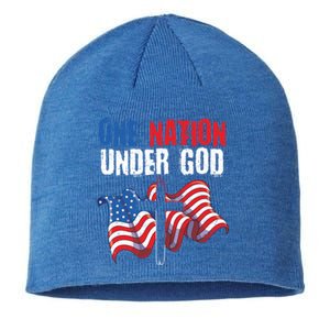 One Nation Under God Us Flag Christian American 4th Of July Cool Gift Sustainable Beanie