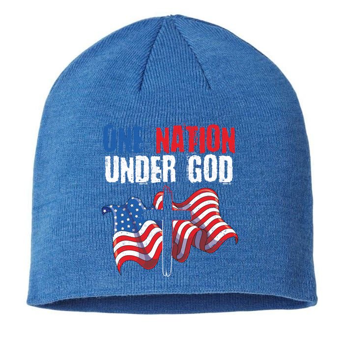 One Nation Under God Us Flag Christian American 4th Of July Cool Gift Sustainable Beanie